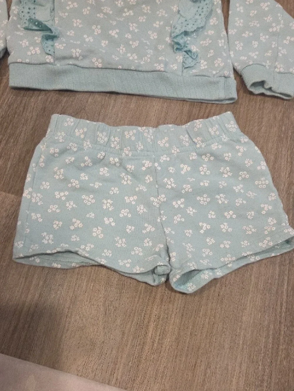 Carter's Light Teal Floral Ruffle Set Sizw 4t Fits Like 3t